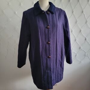Vintage Wool Sweater Coat • Made In Ireland • Cable Knit • Tagged Medium